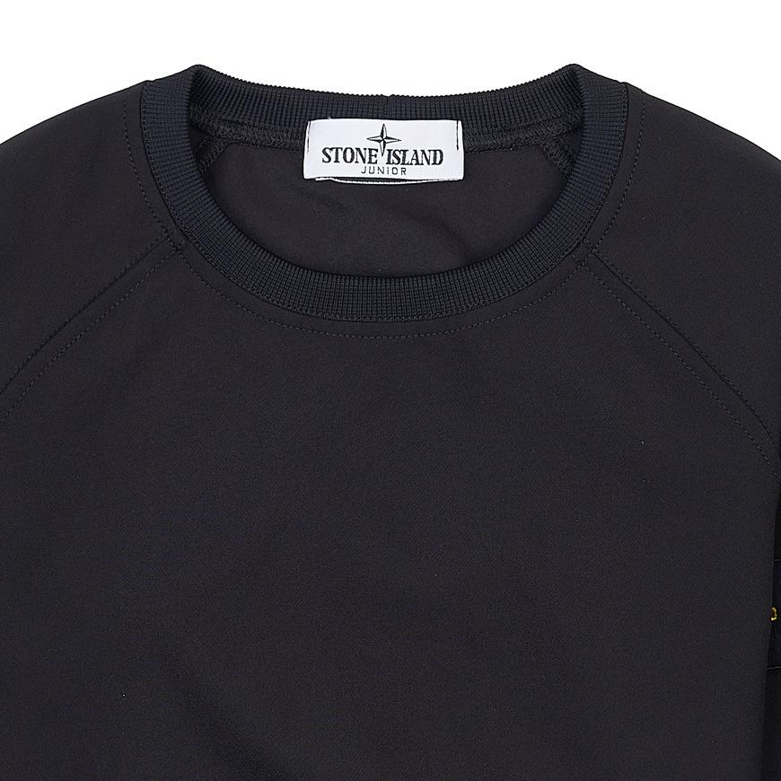 STONE ISLAND Футболка Детская Однотонная Значок с Логотипом Круглый Вырез Свободная Длинный Рукав Детские Топы Черный 791660344-V0029
