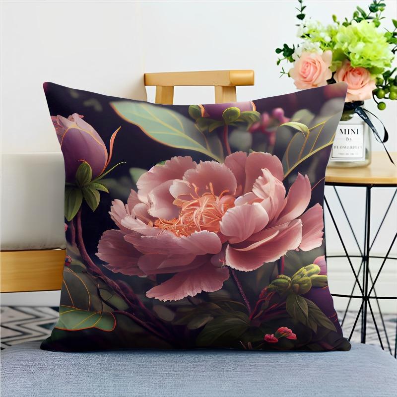 Наволочка с изображением пиона в китайском стиле для украшения общежития, офиса, гостиной, дома
