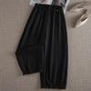 White loose and versatile eight-point casual straight-leg pants women's 1116 summer popular high-waisted and thin wide-leg bud pants