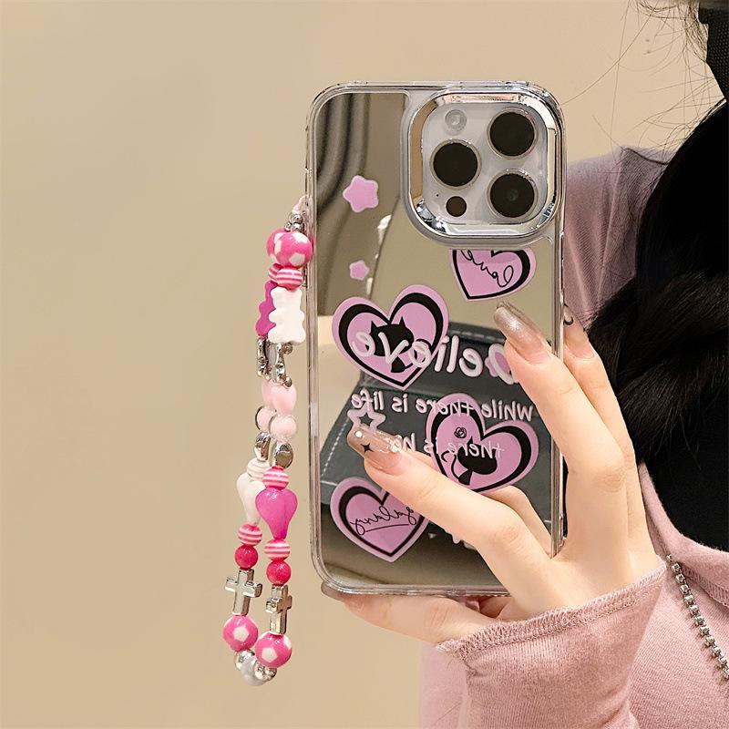 Зеркальный чехол Zhitai 3-в-1 для iPhone 15 Pro Max, Apple 14, 13 Pro, XS, XR и 12 с браслетом.