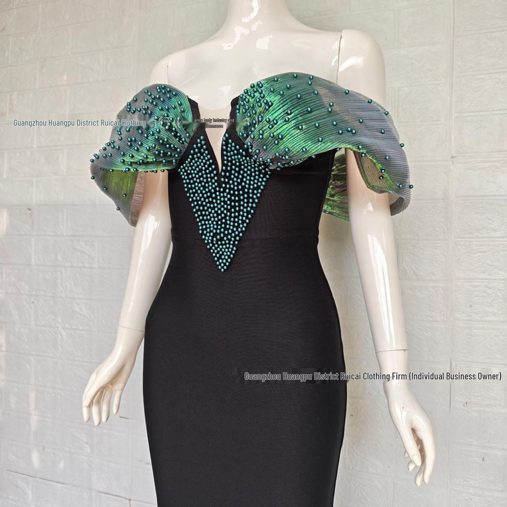 2025 Элегантное французское вечернее платье с бисером и жемчугом на бретелях-бинтах