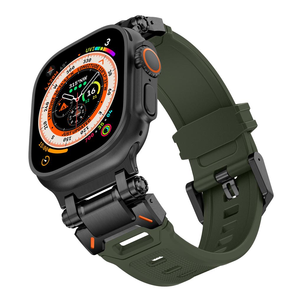 Strap For Apple Watch Ultra 2 Band 49mm 45mm 44mm 42mm 44 mm Rugged metal+Silicone Bracelet correa iWatch Series 9 6 5 4 7 8 SE