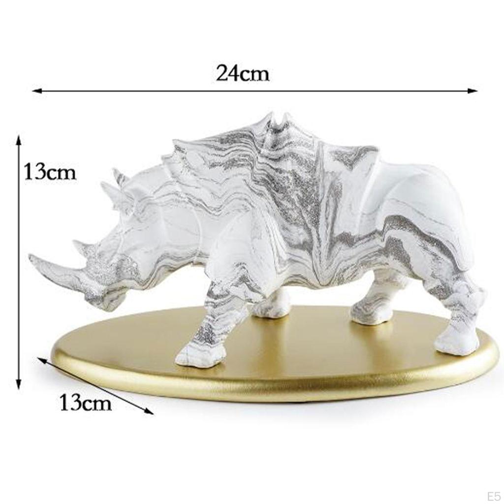 Animal Sculpture Rhinoceros Statue Decoration 24x13x13cm Fengshui Decor Desk Collection for Home