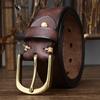 Copper Buckle Belt Men's Genuine Leather Pin Buckle Pure Cowhide Retro Versatile Korean Style Casual Belt