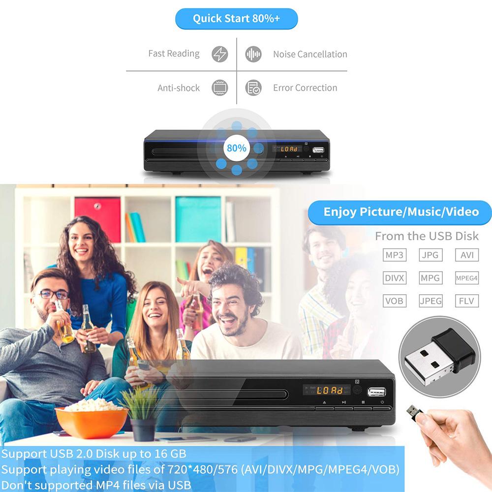 Домашний DVD-плеер VCD CD-дисков Медиаплеер Машина с AV-выходом Пульт USB-микрофон Full HD 1080P Домашний DVD-плеер Коробка Мультимедиа