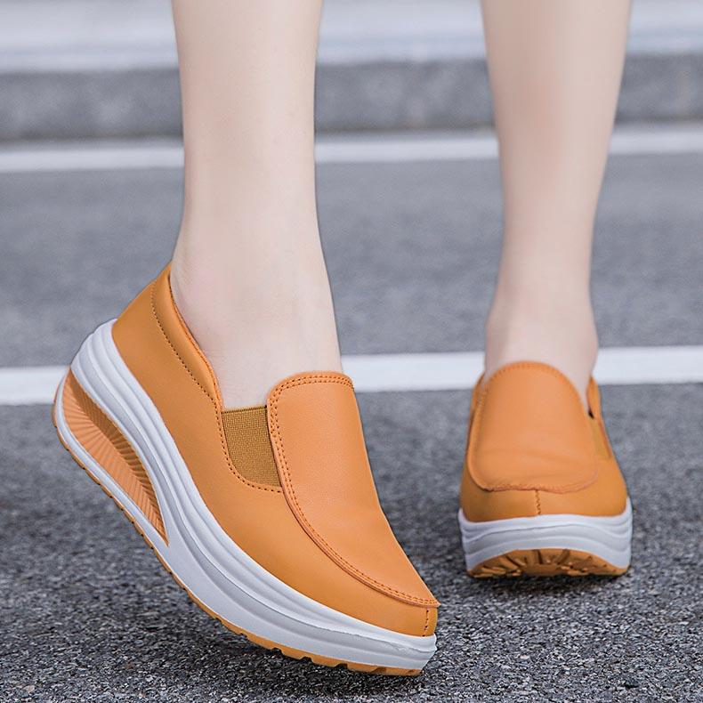 Женская кожаная обувь, качели, рабочая обувь для медсестер на платформе