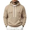 Men’s Heavyweight Fleece-Lined Outdoor Sports Loose-Fit Workwear Plain-Coloured Hooded Sweatshirt for Autumn/Winter