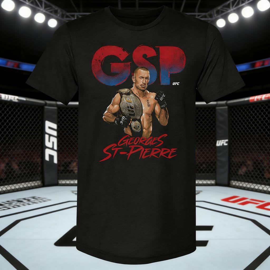 2026 Лето UFC Жорж Сен-Пьер Боевая Графическая Футболка Женская Спортивная Хлопковая С Коротким Рукавом Свободная Повседневная Футболка для Фитнеса Унисекс