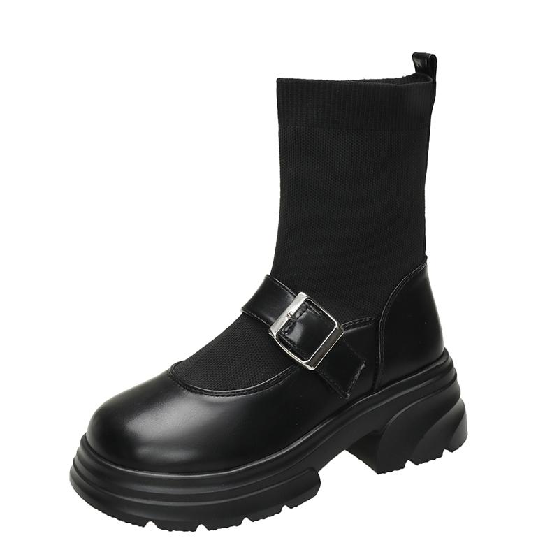Осень Зима Женские Ботильоны Однотонные Круглый Носок Новинка 2024 Горячая Распродажа Модные Нескользящие Для Улицы Женские Ботинки Botines Mujer