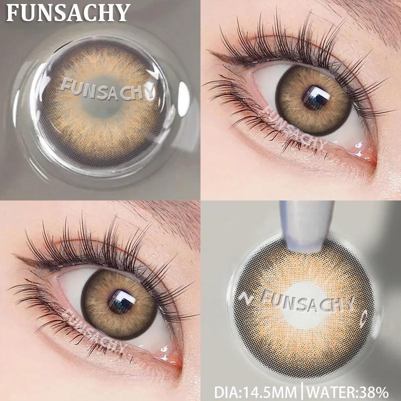 FUNSACHY 2 шт. Синие цветные контактные линзы, красивый зрачковый макияж глаз, натуральные мягкие контактные линзы для глаз, косметика для глаз, ежегодная