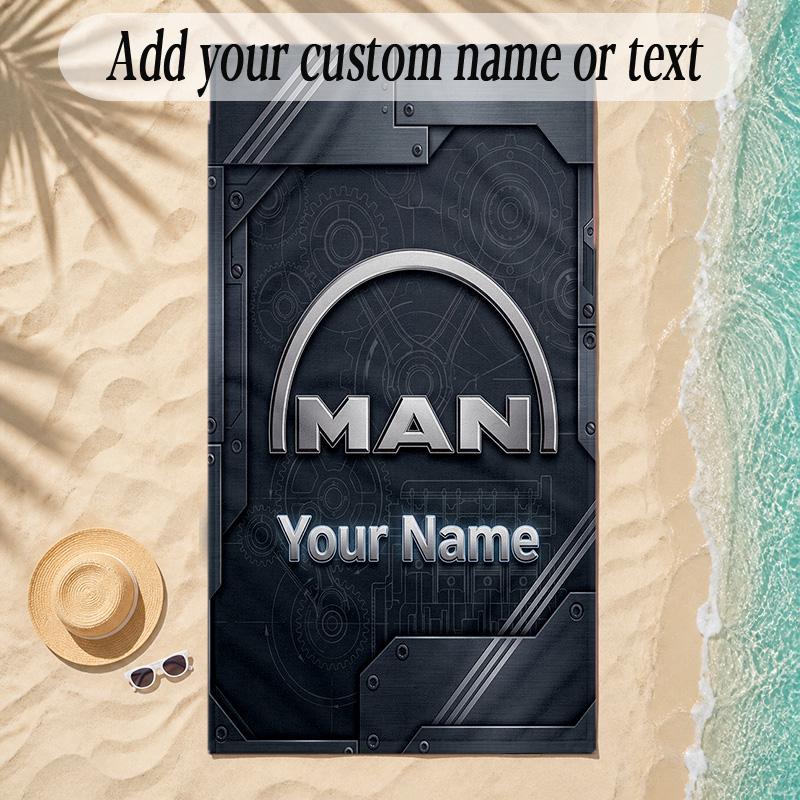 Beach TowelMAN Truck Custom Name Text Personalized Soft Towel for Beach Pool Indoor Home Decor Gift