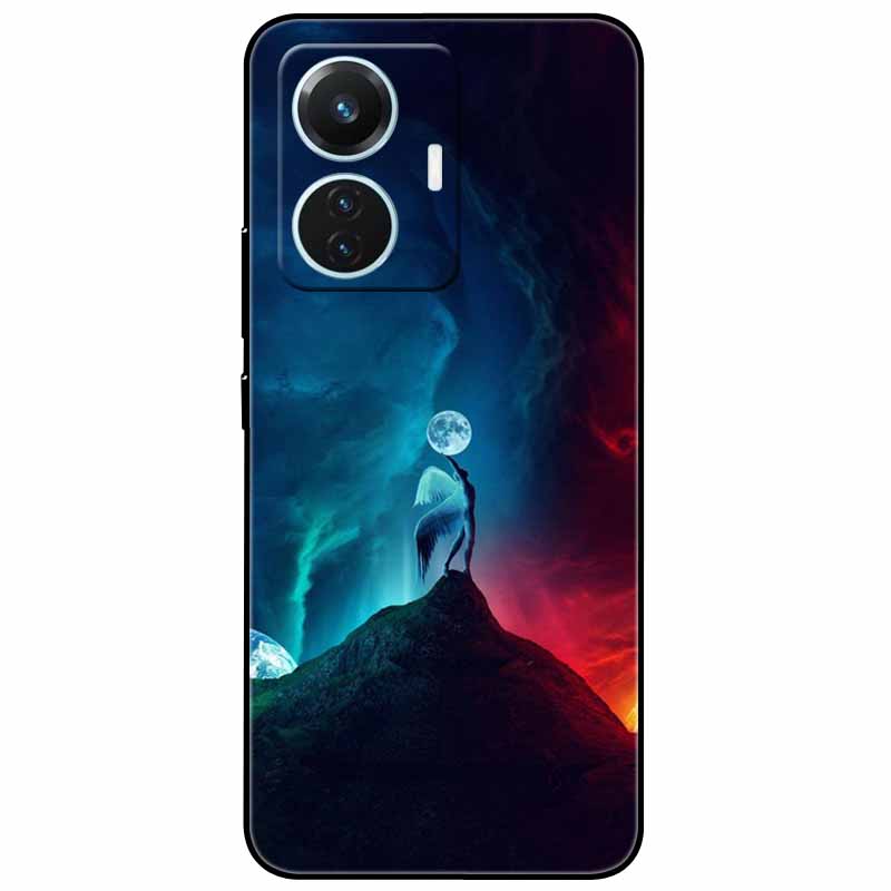 Чехол для vivo T1 4G V2153 Чехлы ТПУ Черный Силиконовый Звездная Луна Чехол для vivo T1 44W Чехол Ударопрочный Мягкий X100 Pro Корпуса