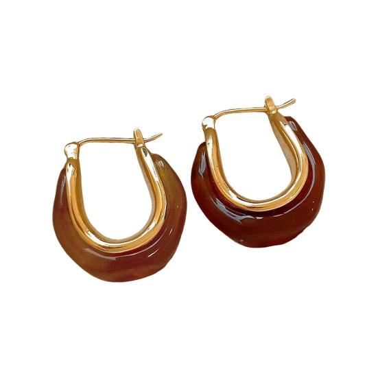 1 пара женских висячих сережек, винтажные U-образные масляные серьги, гладкие цветные серьги-обнимашки для выпускного вечера, висячие серьги на работу