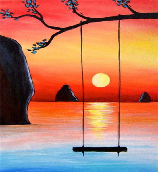 RUOPOTY Картина по номерам, пейзаж заката, рисунок на холсте, ручная роспись, домашний декор, подарок, картина по номерам, наборы для морского пляжа