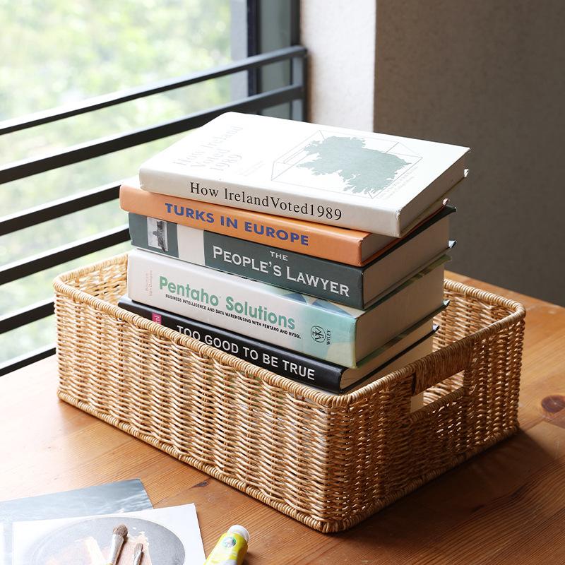 Корзина для хранения на столешницу в скандинавском стиле из ротангового плетения для журнального столика в гостиной