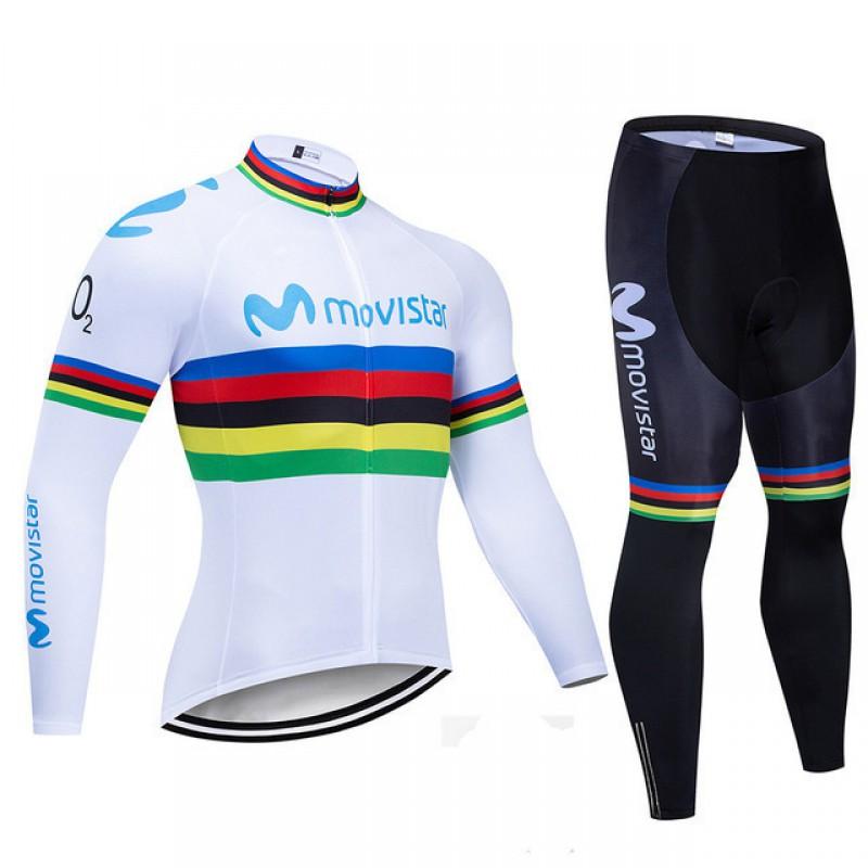 Men Women Cycling Long Sleeve Jersey Bib Shorts Set Winter Thermal Riding Outfit Mountain Bike Road