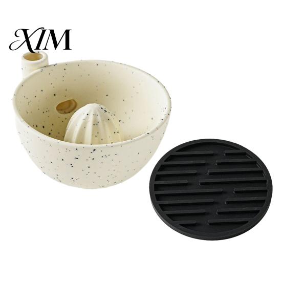 Portable Bowl for Camping Berry Swirl Draining with Silicone Pad, Ceramic Retro Kiln Kitchen Gadget Fruit Cleaning Fired Colander, Compact Strainer