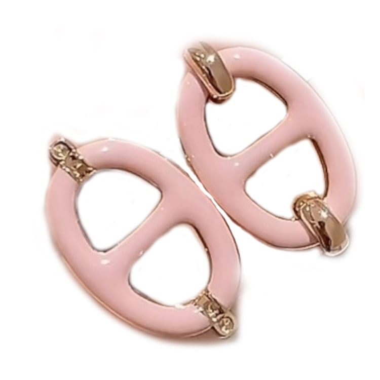 HERMES Mini Maillon Metal Earrings Women's Pink 113782976