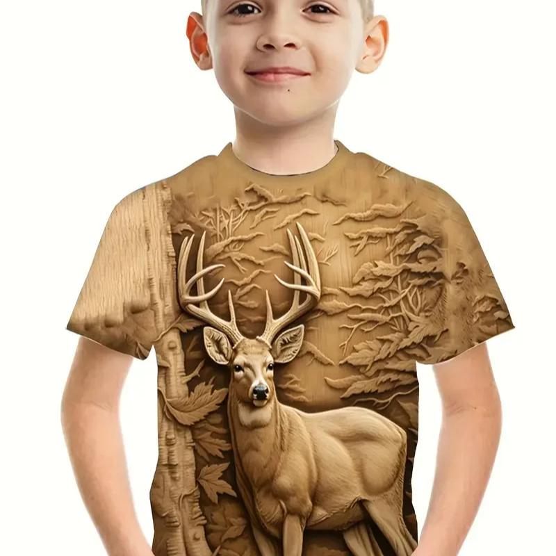 Ретро 3D принт повседневная детская одежда топ футболка футболка животные дети мальчик аниме футболки с коротким рукавом