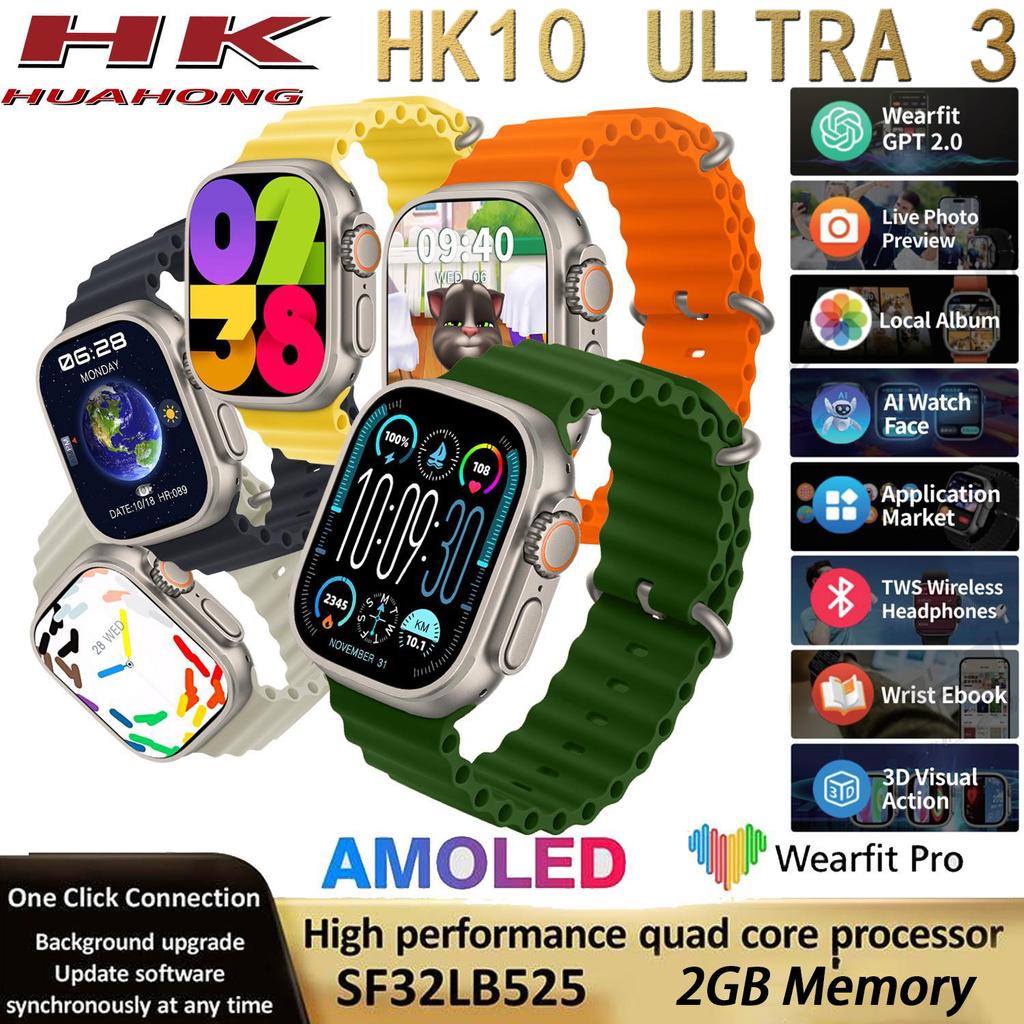 2024 Новые умные часы HK10 Ultra 3 с экраном Amoled GEN4, локальный музыкальный альбом, 2 ГБ ПЗУ, ChatGPT NFC TWS, умные часы для мужчин и женщин