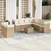 VidaXL Garden Lounge Set with Cushions 10 Pcs Beige Braided Resin 3217848