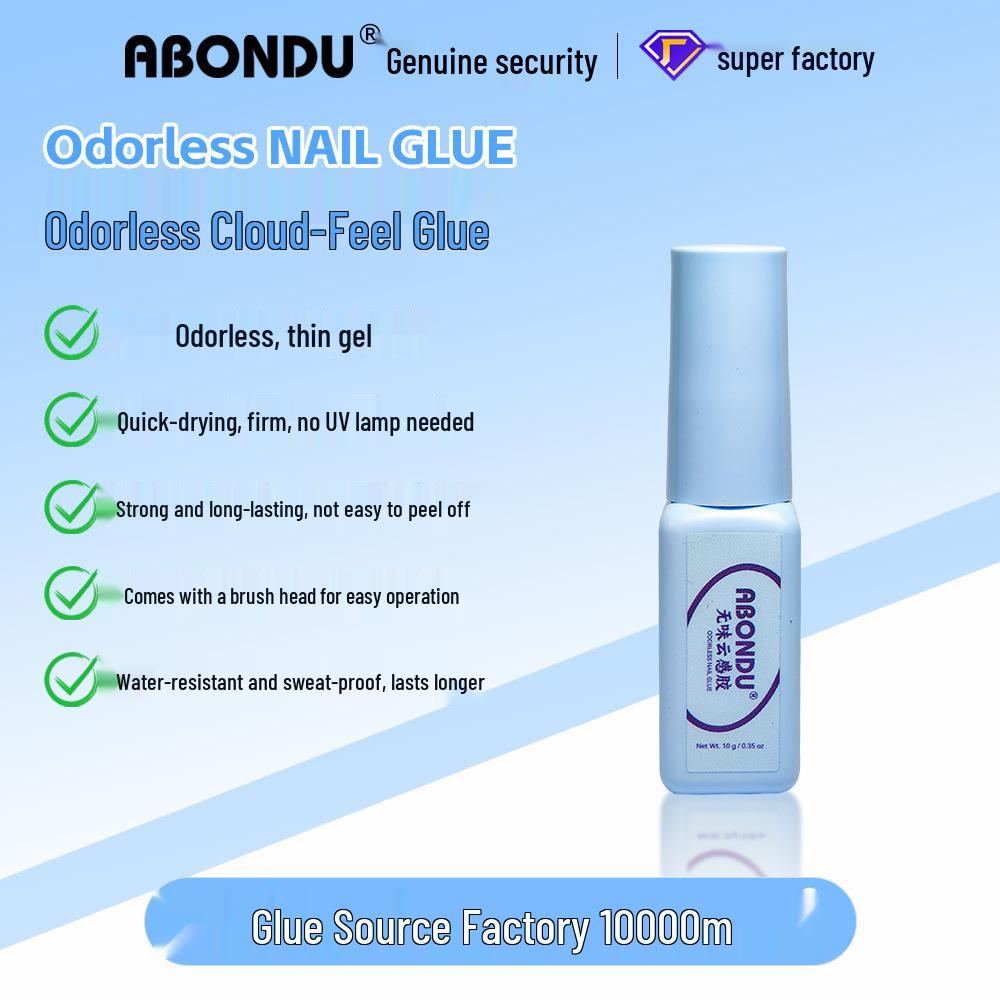Quick-Dry Odorless Peel-Off Wearable Nail Tips with Brush-On Cloud-Feel Glue