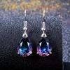 Colorful Crystal Gemstone Earrings with Ear Hooks - Trendy Japanese & Korean Style