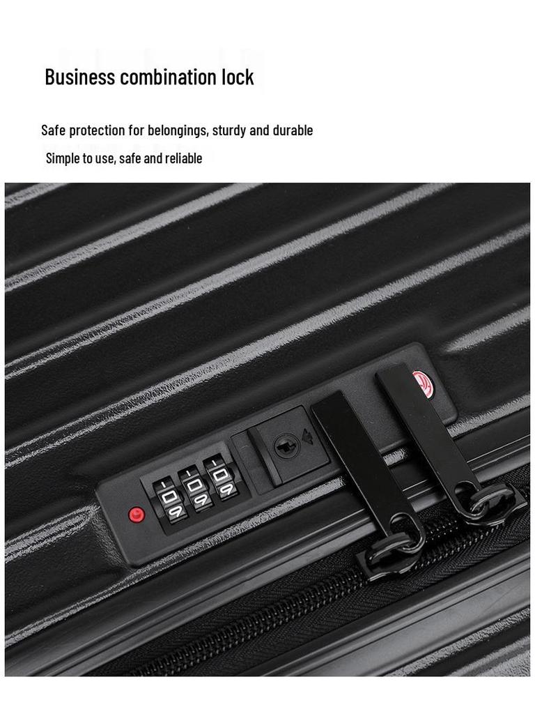 Утолщенный 24-дюймовый ПК-чемодан на колесиках: Ударопрочный чемодан большой вместимости с кодовым замком, доступный в размерах 26" и 30", с кожаной отделкой для женщин.