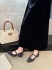 2025 New French Thick Heel Square Head Woolen Single Shoes Female Grandma Shoes Velvet Medium Heel Mary Jane Fluffy Shoes