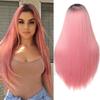 MISS WIG Женская мода длинный прямой парик Ombre черного и розового цвета из синтетического волокна для женщин