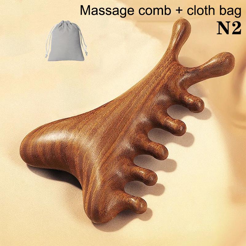 Многофункциональная деревянная массажная расческа для головы Meridian Health, сандаловое дерево, большой широкий зуб, точечная расческа Guasha