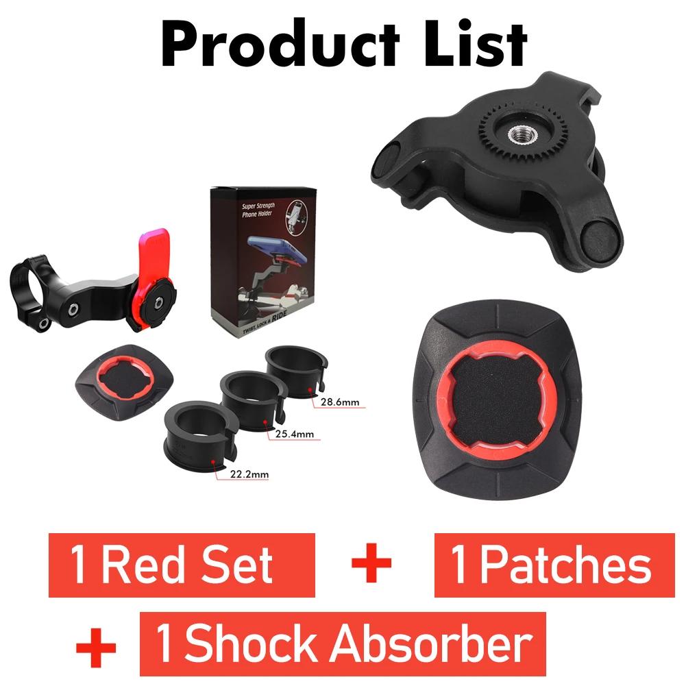 Motorcycle Bike Phone Holder Stand Bicycle Quad Lock Phone Holder Bike Holder 360° Rotatable Navigation Support Security Bracket