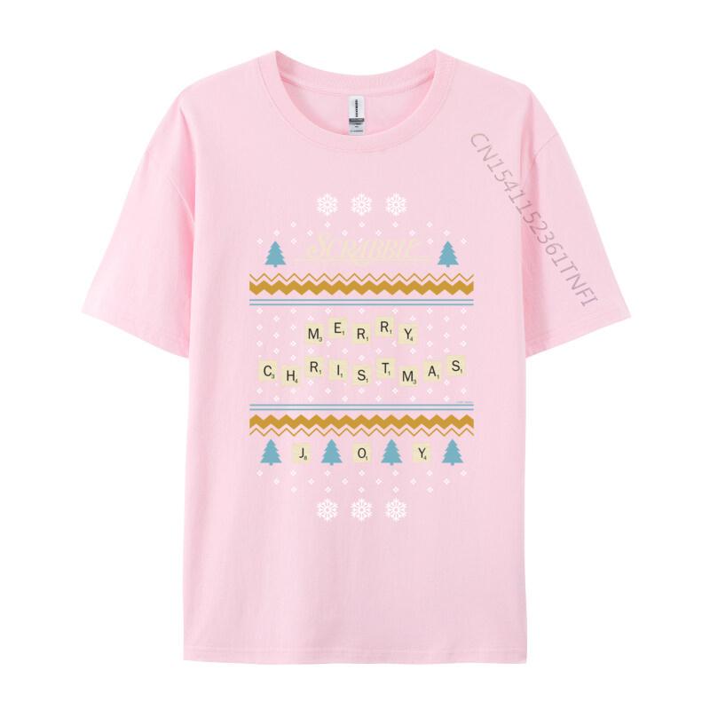 Christmas Letter Pieces Ugly Sweater T-Shirts Snow Scene Print Tops Tees Fashion Cotton Tees Custom New Tops & Tees