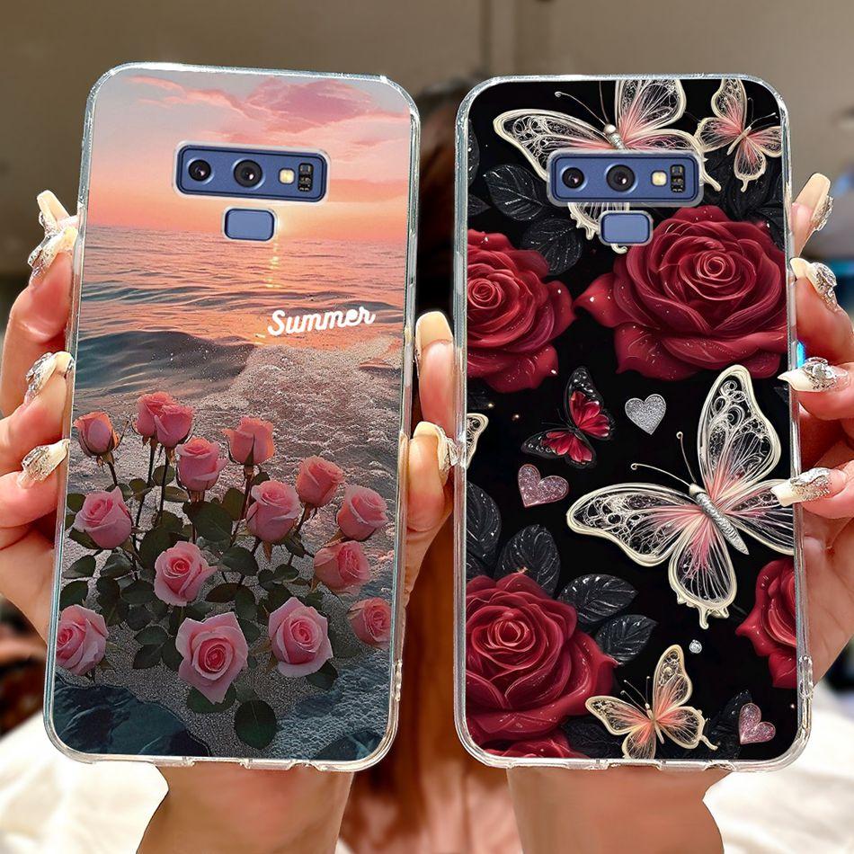 For Samsung Galaxy Note9 Elegant Floral Butterfly Phone Case For Samsung Note 9 SM-N960F SM-N9600 Soft Silicone TPU Cases