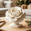 Delicate Flower Statue 3D Printed Peony with Base Decorative Sculpture Modern Home Decor White Ornament for Office Desk Shelf Luxury