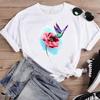 (Asian Size) Fashion Feather Trend 90s Print Female Casual T Clothing Casual Women's Top Graphic Tee Short Sleeve T-shirts