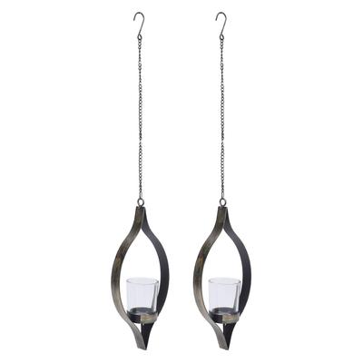 2 шт. Металлический подвесной подсвечник Винтажный декоративный железный настенный подсвечник Подставка для чайной свечи