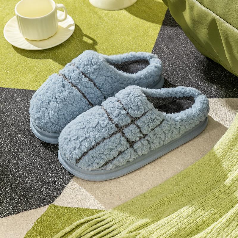 Хлопковые тапочки на подошве EVA женские зимние домашние комнатные парные на толстой подошве нескользящие пушистые туфли теплые хлопковые туфли мужские