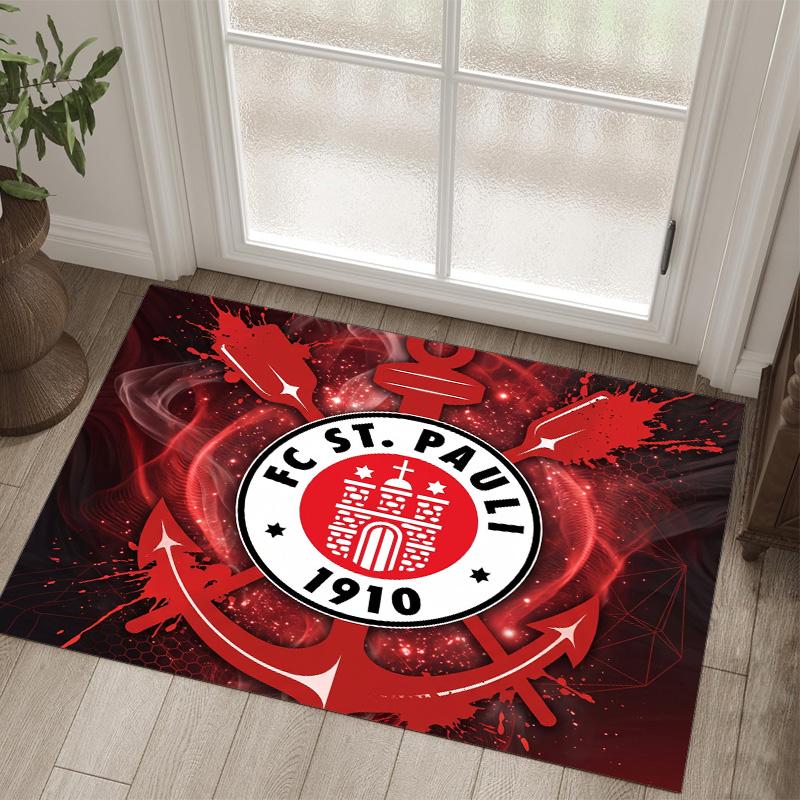 FC St. Pauli Football Design Crystal Velvet Carpet Cozy Non?Slip Printed Rug For Bedroom Living Room Entrance
