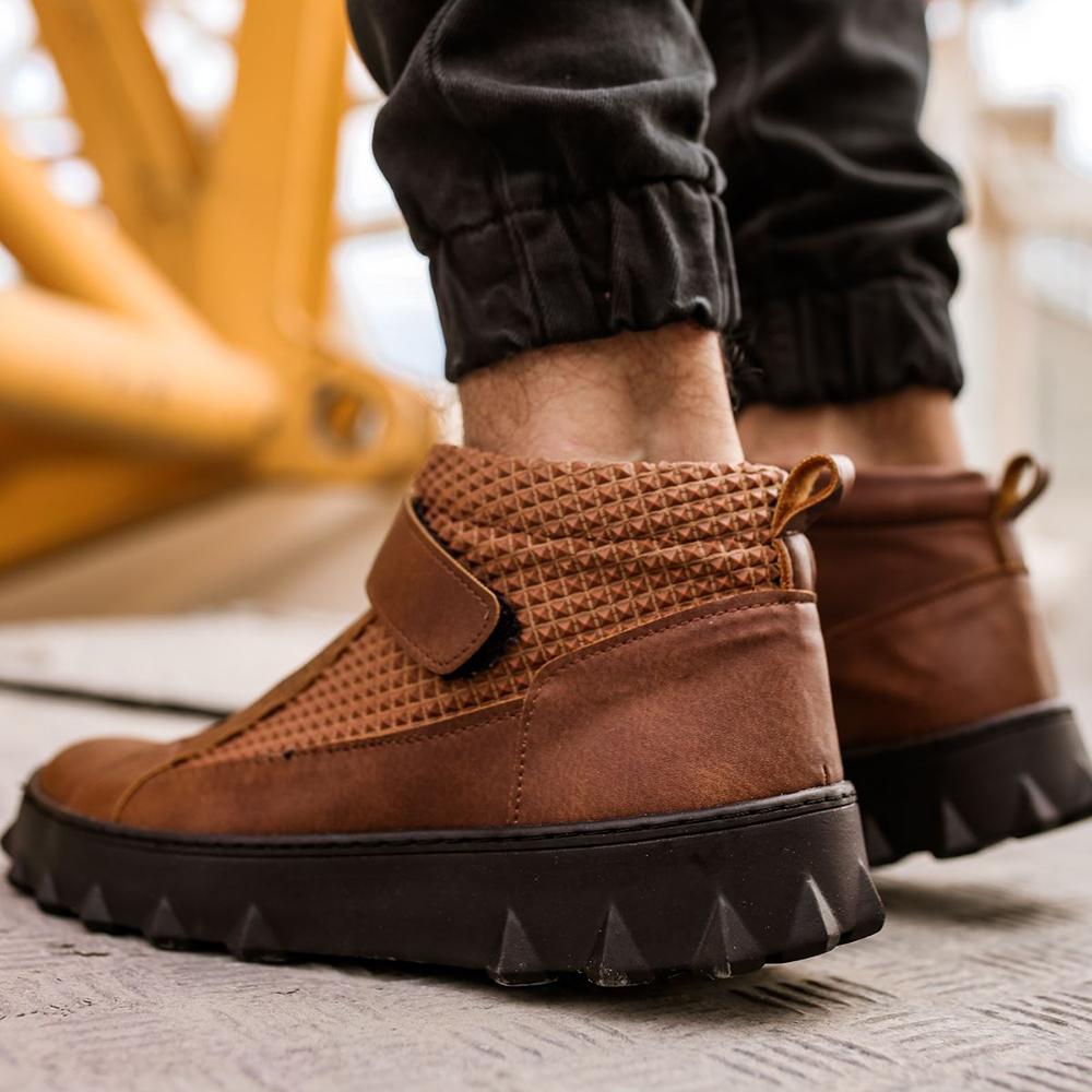 Chekich Мужская обувь, ботинки коричневого цвета, не кожаные застежки-липучки, удобная обувь для щиколотки зимнего сезона, эластичная лента, черная подошва, CH103