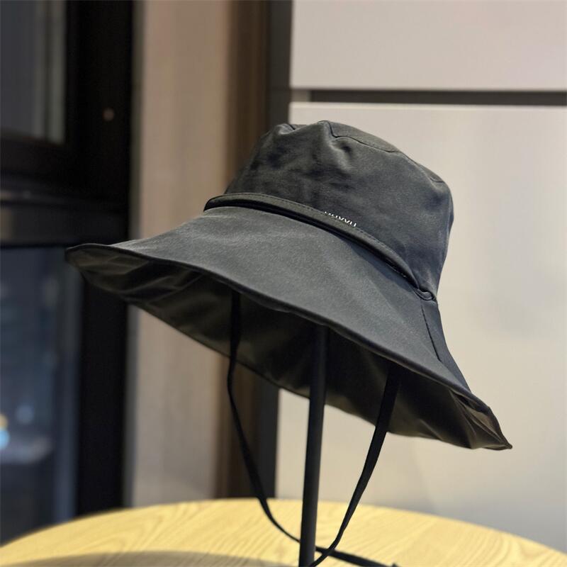 Spring and summer new black vinyl sunscreen versatile hat for women, UV protection, large brim fisherman hat, outdoor sunshade sun hat