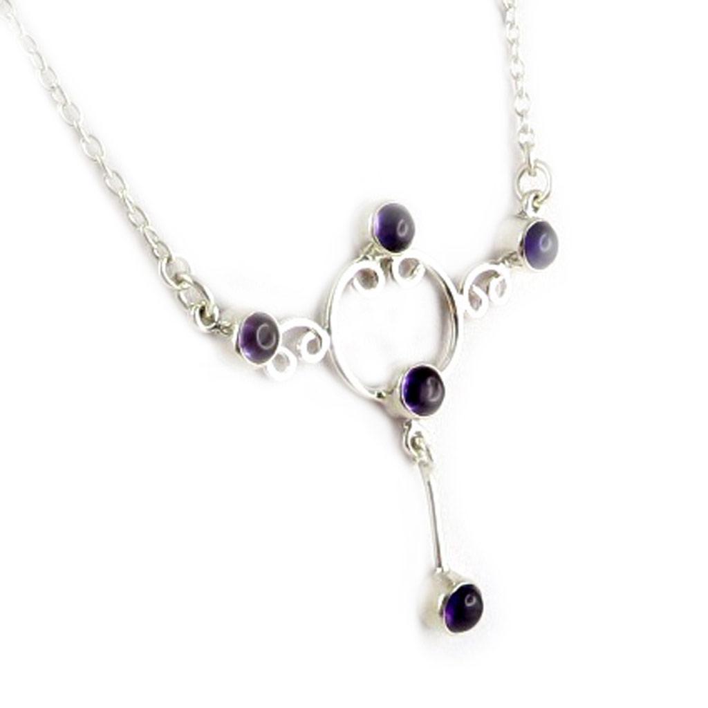 Les Trésors De Lily [E0174] - Amethyst 'Charms' Silver Necklace