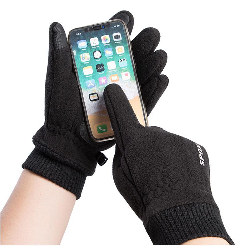 Мужские зимние флисовые перчатки — теплые, ветрозащитные, сенсорные, нескользящие, для езды на велосипеде на открытом воздухе, бега, альпинизма и вождения.