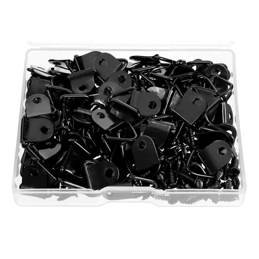 100 комплектов вешалок для картин с винтами, треугольная рама для картин, крючок, D-образное кольцо, пряжка для часов, зеркал, картин, художественных работ, рамок для картин