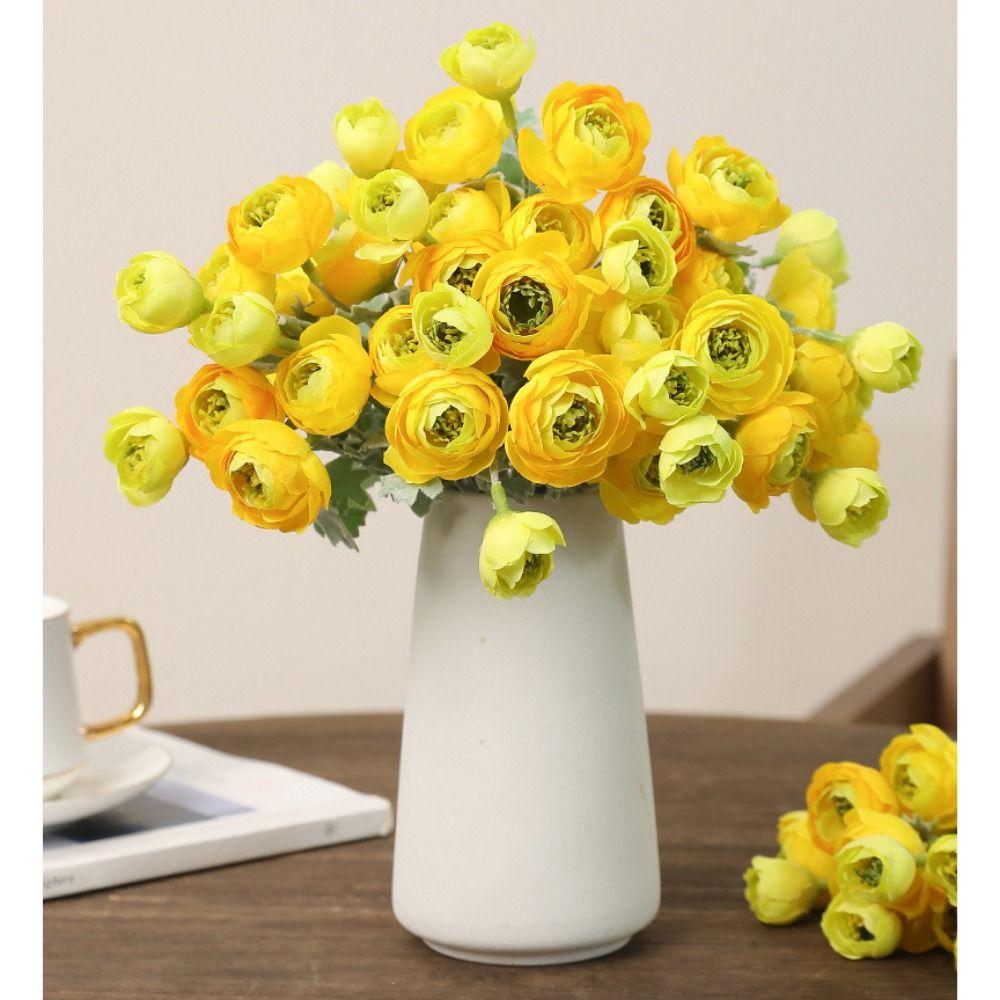 Multicolor Camellia Artificial Flower Flocking Faux Flower Wedding Ornament