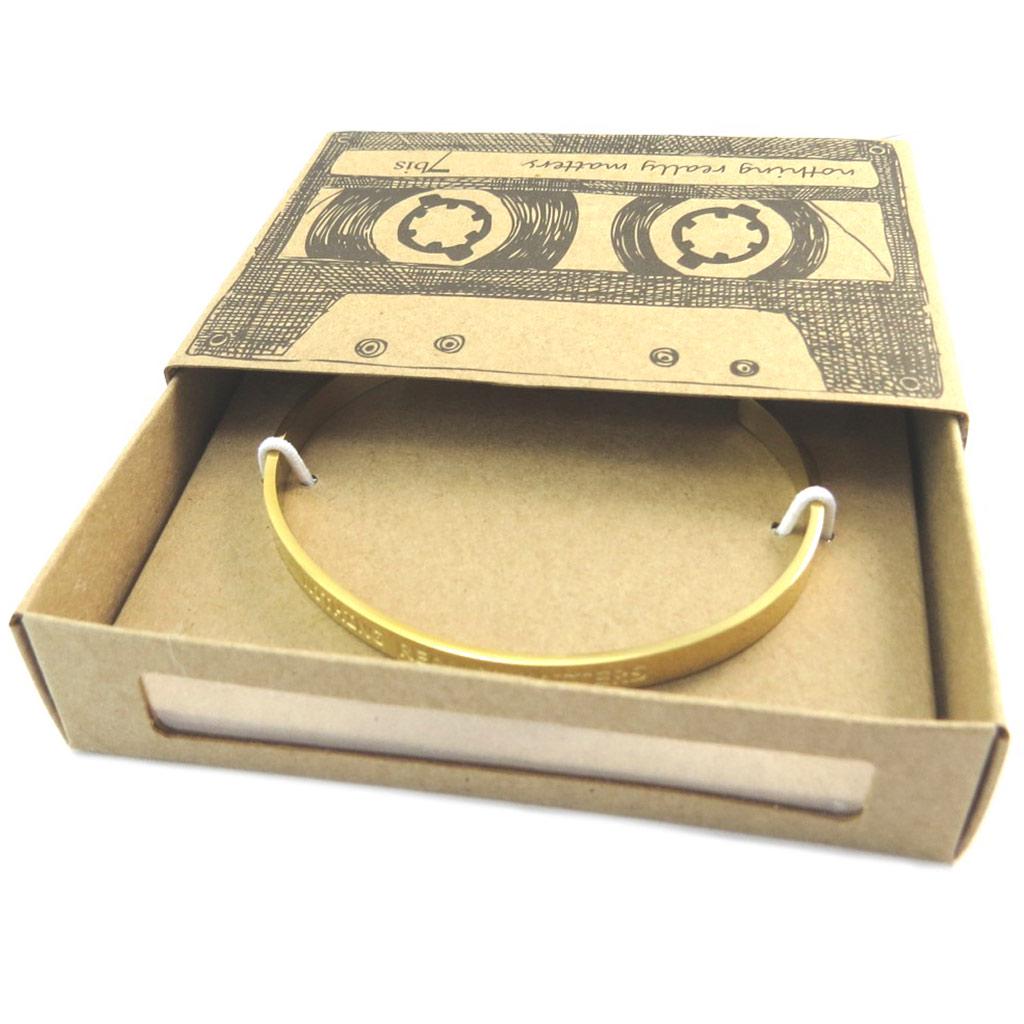 7bis [P3926] - Bracelet artisanal acier 'Messages' (Nothing really matters) doré - 5 mm