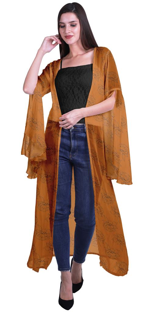 Moomaya Пляжная накидка с открытым передом из принтованного жоржета и разрезами на рукавах