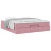 Ottoman Bed with Mattress Pink 160x200 cm Velvet