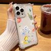 For iPhone 16 Pro Max 16E 15 Pro 14 13 12 11 Phone Case Floral Print Clear Anti-Fall Soft Silicone Shockproof Lens Protection Bumper Cover