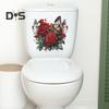 Наклейка на унитаз с бабочками и цветком розы, съемная водонепроницаемая наклейка из ПВХ для гостиной, ванной комнаты, стены искусства, цветочная крышка для унитаза, украшение на день Святого Валентина